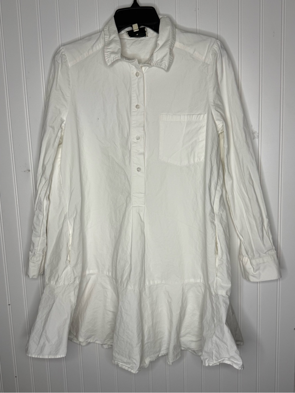 Tuckernuck Women's White Callahan Shirt Dress Ruffle Hem Swing Style Size Medium